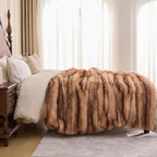 Fluffy Faux Fur Throw Blanket – Super Soft Warm Thick Plush Blanket for Bed, Couch & Office, Cozy Fuzzy Throw with Flannel Backing,90"x90", Brown