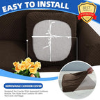 YEMYHOM Stretch Individual Cushion Covers Sofa Chair Seat Cushion Slipcovers Soft Couch Cover Replacement Large Checkered Furniture Protector with Elastic Bottom (1 Pc Cushion Cover, Dark Coffee)