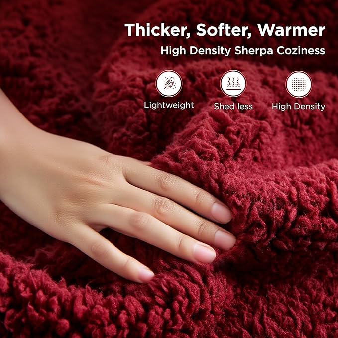 Sophia & William Throw Blanket for Couch Sofa(60x80 Inches) - Reversible Fluffy Soft Blanket, Gifts for Women, Red