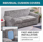 KRFOONN 4 Piece Stretch Sofa Couch Covers for 3 Cushion Couches Printed Sofa Slipcover with 3 Separate Seat Cushion Covers Washable Sofa Slip Covers Furniture Protector for Pets Kids (Large, 25)