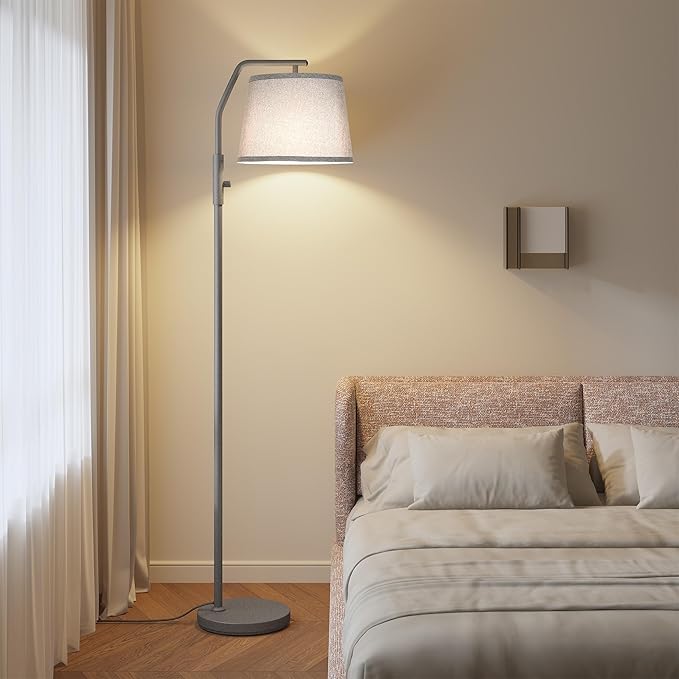SUNMORY Floor Lamps for Living Room, 12W Bulb Included, Tall Lamp for Bedroom with Adjustable Head, Modern Standing Lamp, 0-100% Dimmable Arc Floor Lamp for Dining Room Office Nursery, Galaxy Gray
