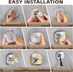 Heavy Duty Reusable Suction Cup Hooks for Kitchen/Bathroom/Shower - Wet-Proof Hooks for Towels, Robes, Loofah&Wreaths/No Drill Mounting on Glass, Tile, Metal (2, Brushed Nickel)