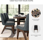 Signature Design by Ashley Kendamor Mid-Century Modern Upholstered Dining Chair with Solid Wood Frame and Bucket Design, Set of 2, Dark Brown