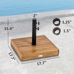 Outsunny Square Patio Umbrella Base, 42 lbs. Concrete Heavy Duty Umbrella Base with Holder for 1.25"/1.5" Poles for Outdoor, Lawn, Poolside, Teak