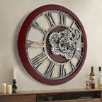 HOIBAI Large Wall Clock, Wall Clocks for Living Room Decor 30 Inch Farmhouse Vintage Rustic Kitchen Wall Decor Vintage Roman Oversized Wall Clock for Home Bedroom House , Moving Gears Clock