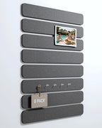 Fluxynara Cork Board Alternative Felt Strip Board 8-Pack 13"x2", Office Pin Board with 50 Push Pins, Adhesive Install for Bedroom Door & Home Office(Charcoal Gray)