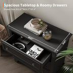 GarveeHome Black 3 Drawer Dresser for Bedroom, Wide Chest of Drawers with Vintage Handle, Wood Dresser Wide Nightstand for Living Room