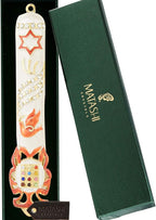 Matashi Hand Painted 5.7" Red and White Dove Mezuzah Embellished with Gold Accents and a Star of David w/Crystals Home Door Wall Decor Present House Blessing Gift for Holiday Festival