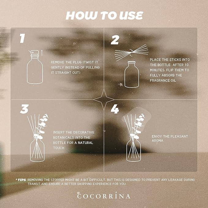 COCORRÍNA Eucalyptus Reed Diffuser Set of 3 - Eucalyptus & Moss, Clean Linen, Ocean Mist Scents, 1.7 fl oz Each, Total 5.1 oz, Scented Oil Diffusers for Home & Office