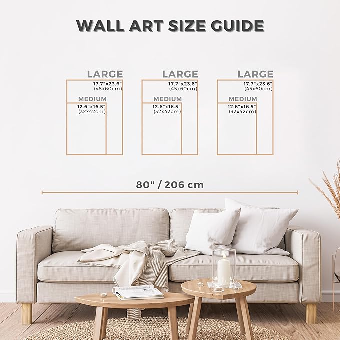 qmmp Modern Wooden Wall Sculptures - Set of 3 - Home Decor Accent - Large Wall Art for Living Room, Bedroom, Office - Easy Installation (Oak, Medium - Mountain and Sun)