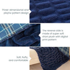 Sophia & William Ruched Faux Fur Throw Blanket Bed Blanket - Luxury Lightweight Plush Fuzzy Cozy Soft Blankets, Blue, 60" x 80"