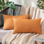 MIULEE Pack of 2 Decorative Outdoor Solid Waterproof Throw Pillow Covers Faux Linen Garden Farmhouse Cushion Cases for Patio Tent Balcony Couch Sofa 20x12 Inch Brown
