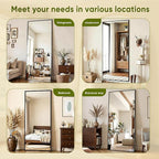 Full Length Mirror, 58"x18" Full Body Mirror, Oversized Floor Mirrors, Leaning Free Standing Mirrors, Hanging Mounted Large Mirrors for Bedroom Dressing Room, Cloakroom, Black