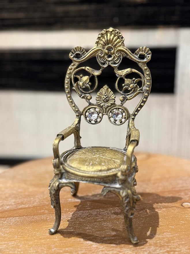 Alloy French Retro Style Desktop Decoration Ornament with Crystal Accents, Decorative Miniature Model Sculpture, Desktop Display and Collection of handicrafts, 5.9 x 2.67 x 2.36 Inches (Art Deco A)