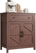 ChooChoo Kitchen Storage Cabinet, Coffee Bar Cabinet, Farmhouse Buffet Sideboard with Drawer for Kitchen, Living Room, Walnut