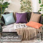 MIULEE Pack of 2 Decorative Outdoor Solid Waterproof Throw Pillow Covers Euro Sham Faux Linen Garden Farmhouse Cushion Cases for Patio Tent Balcony Couch Sofa 26x26 Inch Khaki