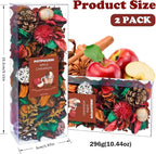 SCENTORINI Potpourri Bags, Potpourri Vase Filler, 10.44 oz Apple Cinnamon Scented Bowl Fillers with Essential Oil for Home Decor, Dried Flower for Coastal Bathroom Beach Decor