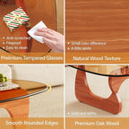 Coffee Tables Glass Small Farmhouse Coffee Table Mid-Century Modern Wood Center Table for Living Room, Walnut Brown, 36 Inch