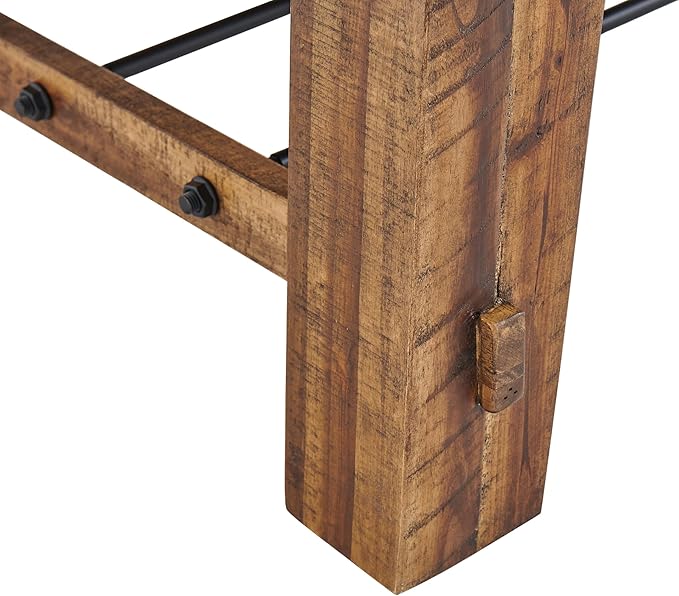 Durango 48-Inch Solid Wood Coffee Table with Storage Shelf Metal Accent – Industrial Farmhouse Living Room Table in Rustic Natural Finish by Alaterre Furniture