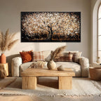 NBAODAN Gold Tree Wall Art Black Framed Canvas Wall Decor Nature Pictures Abstract Home Wall Decor Modern Artwork for Living Room Bedroom Office 24x48 Inch