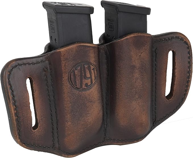 1791 Gunleather 2.2 Mag Holster - Double Mag Pouch for Double Stack Magazines, OWB Magazine Pouch for Belts