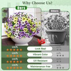 MARTINE MALL 8 Bundles Look Real Artificial Flowers for Outdoors, Realistic Fake Outdoor Flowers, UV Resistant Silk Pansy Flowers for Outside Faux Flower Plants for Outdoor Porch Garden, Mixed Colors