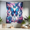 Ambesonne Boho Tapestry Twin Size, Astral Dream in Outer Space with Fantasy Butterfly Dreamcatcher Moon, Wall Hanging Bedspread Bed Cover Wall Decor, 68" X 88", Pale Pink Sky Blue Indigo