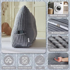 Headboard Wedge Pillow + A Long Neck Roll Pillow Body Pillow，Large Headboard Pillow with Removable Cover (Blue-Gray, Queen：59x8x20 inches)