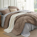 Bedsure Full Size Comforter Set - 7 Pieces Reversible Brown Bedding, Full Size Bed Set for All Seasons, Bed in a Bag with Down Alternative Comforter, Sheets, Pillowcases & Shams
