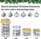 Silver 1.6" Small Christmas Balls Christmas Tree Decoration Ornaments Shatterproof Hanging Balls for Birthday Halloween Holiday Wedding Decorations Set of 24pcs