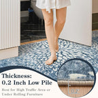 Dahlia Washable Runners for Hallways, 2x6 Blue Floral Kitchen Runner Rug,Non Slip Low Plie Hallway Rug,Boho Soft Non Shedding Carpet Runner for Bathroom Bedroom Laundry,Blue