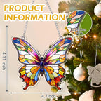 Butterfly Gifts for Women, Rainbow Acrylic Butterfly Hanging Ornament, Whimsical Decor Ornaments for Home Window & Car Decor, Christmas Ornament Decorations