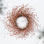 Spring Front Door Wreath - 18 Inch Artificial Twig Wreath with Red & Burgundy Berries, Eucalyptus Leaves, Grapevine for Farmhouse Window Hanging Christmas Decor