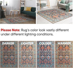 Keen Home Design 5x7 Rug - Machine Washable Area Rug with Non-Slip Backing, Ideal for Living Room, Dining Room, Bedroom - Vintage, Easy Clean, Durable, Low Pile Rug - (5' x 7')