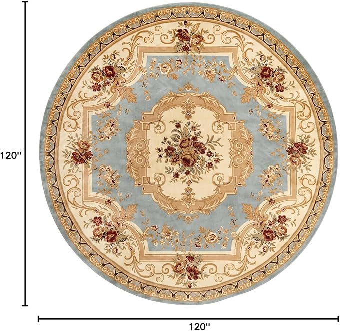 Rugs.com Chateau Collection Rug - 10 Ft Round Light Blue Medium Pile Rug