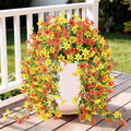 Artificial Fake Hanging Flowers Plants for Outdoor Spring Decoration,2 PCS Faux Silk Daisy with Eucalyptus Leaves,UV Resistant Look Real for Outside Home Indoor Planter Porch Patio Balcony Yard Decor