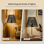 ALUCSET Bell Lamp shade, Large Metal Lampshade(Spider Fitter) Square Cut Corner, (7+9)" Top x (10.25+16)" Bottom x 12.25" High,Etched Forest Lamp Shades Replacements for Table Lamps and Floor Lamps