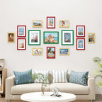 Vittanly 15 Pack Picture Frames Collage Wall Decor, Multi Sizes Including 3pcs 8x10, 6pcs 5x7 and 6pcs 4x6 Photo Frames, Gallery Frame Set for Wall or Tabletop Display, Green, Red and Gold