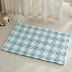 Waffle Bath Mat, Boho Bathroom Rugs Non Slip Washable Absorbent Checkered Bathroom Mat Quick Dry Cute Bath Mat, 30"x20" Blue and White