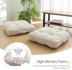 HIGOGOGO Washable Floor Pillow Cushion for Adults, Meditation Cushion Pillow, Large Square Floor Sitting, Removable Tufted Corduroy Cover, for Tatami Living Room or Yoga, 22x22 Inch, Machine Washable