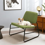 DAICO Modern Accent Chair Armless Sling Accent Chairs Comfy Upholstered Side Sitting Chairs with Metal Frame for Living Room Bedroom Balcony Garden, Linen, Green