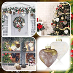 12 Pcs Neutral Valentine's Day Heart Ornaments 3.54 Inch Rustic Plastic Brown Heart Ornament Shatterproof Farmhouse Primitive Antique Modern Valentines Day Decor for Christmas Tree Home Decor