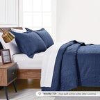 Love's cabin Quilts for Full Bed Navy Bedspreads Bedding Set - Summer Lightweight Bedspread Comforter - Coin Pattern Bedding Coverlet for All Season - 3 Pieces (1 Quilt, 2 Pillow Shams)