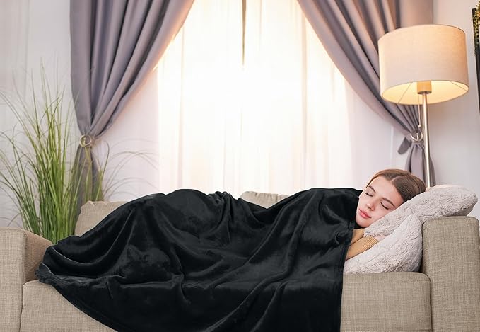 Utopia Bedding Fleece Blanket Throw XL Size Black (50x70 Inches) Ultra Soft Warm Lightweight Anti-Static Cozy Winter Blanket for Bed, Couch, Sofa and Chair, All-Season Home Decor Gift for Men & Women