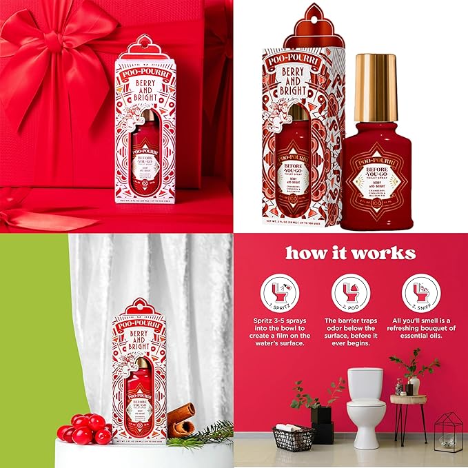 Poo-Pourri Before-You-Go Toilet Spray Gift Set, Berry and Bright and Balsam Bum 2 Ounce Bottles in Gift Box