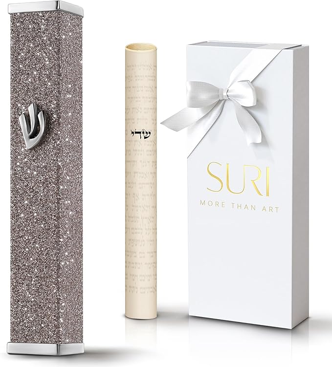 SURI Mezuzah Case Sparkling Brown 3" (8cm) – Candy Collection | Modern Jewish Door Décor