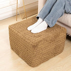 20x20x14 Inches Fluffy Square Pouf Ottoman - Plush Furry Ottoman Foot Rest Stool with High-Density Foam, Versatile Floor Seating for Living Room (Coffee)