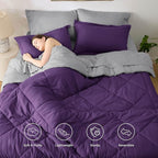 Bedsure King Size Comforter Set - 7 Pieces Reversible Purple Bedding, King Size Bed Set for All Seasons, Bed in a Bag with Down Alternative Comforter, Sheets, Pillowcases & Shams