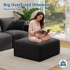 40" Square Stuffed Ottoman Pouf for Sofa Couch, Corduroy Poufs with Foam Chunk Filling, Furry & Fluffy Pouf Foot Stool Movable Ottoman. 40*40 Floor Poufs Foot Rest for Living Room, Black(1 Piece Set)