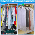 Sintuff 6 Pcs 24'' x 40'' Clear Garment Bags Bulk Clear Hanging Clothes Cover with Full Zipper Hanging Travel Garment Cover Bags for Clothes Storage